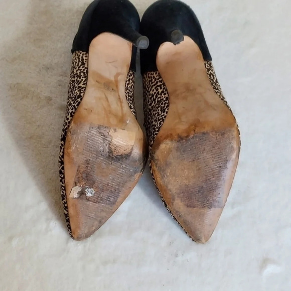 Madewell‎ Maddie Speckled Calf Hair Black Suede Pointed Toe Heels - Picture 10 of 13